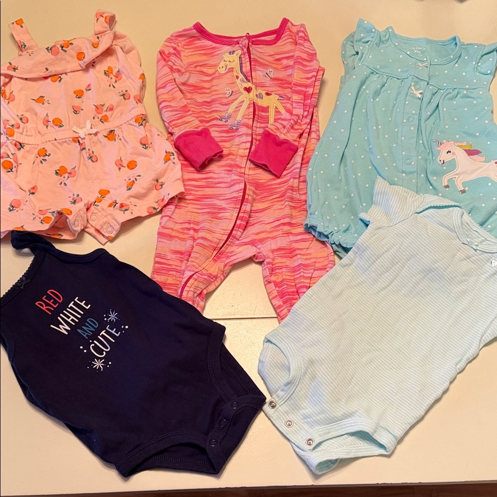 Carter’s Colorful Baby Girls Size 9 Months - Bundle of 5